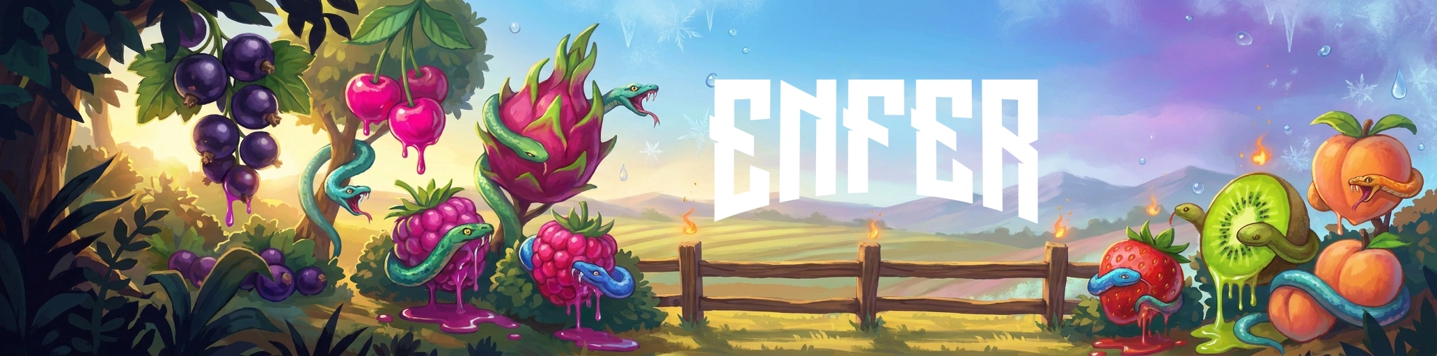 Les Fruits d'Enfer : e-liquides fruités givrés, fruits entourés de serpents, Miss E-Cig