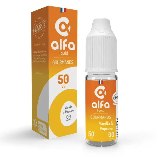 [ELQ-ALFA-VANILLA-POPCORN-10ML-00MG] Eliquide Vanilla & Popcorn 10ml | Alfaliquid (00 MG/ML)