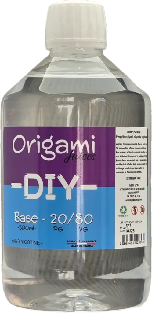 [BASE-OJ-20/80-500ML] Base 20/80 500ml | Origami Juices